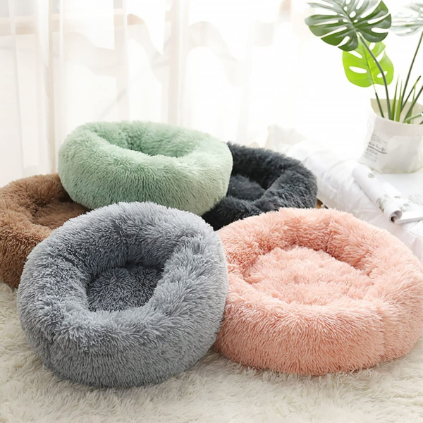 Fluffy Donut-Katzenkorb, Grün, 40 cm